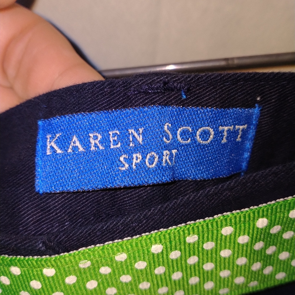 NWT Karen Scott Sport Chino Golf Tennis Shorts Women's 14 Navy Blue Flat Front - Picture 6 of 6